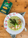 ASPARAGUS RISOTTO WITH TOASTED FLAKED ALMONDS & HONEYED RICOTTA 